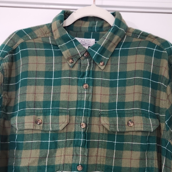 Ocean & Coast Men's Long Sleeve Plaid Flannel Shirt - Size L - Picture 4 of 5